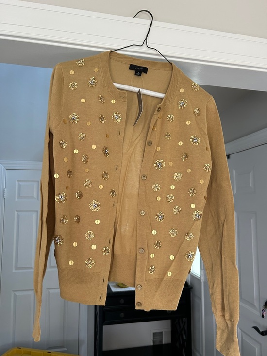 J. Crew Sweaters - NWT - J. Crew Gold/Camel Cardigan w/ Sequins